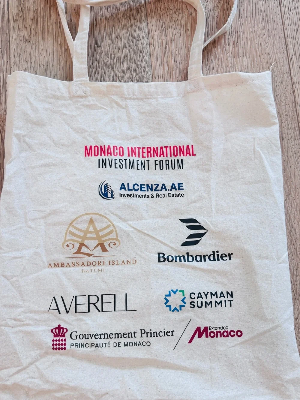 Monaco International Investment Forum Logo Tote Bag - Natural Canvas